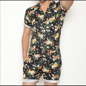 Tropical floral print Romper from romperjack.